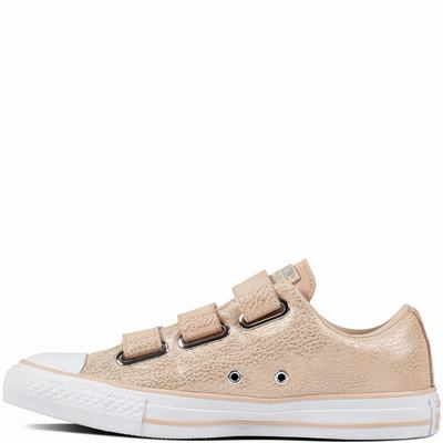 Converse Chuck Taylor All Star Nubuck Tipped Metallic + Hardware Low Tops Womens - Beige/Silver/White Shoes (393VXGRP)